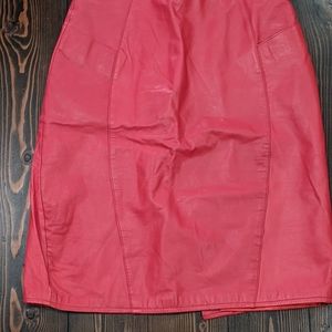 OBO Vintage Christmas Red 100% leather pencil skirt. Vintage size 12.